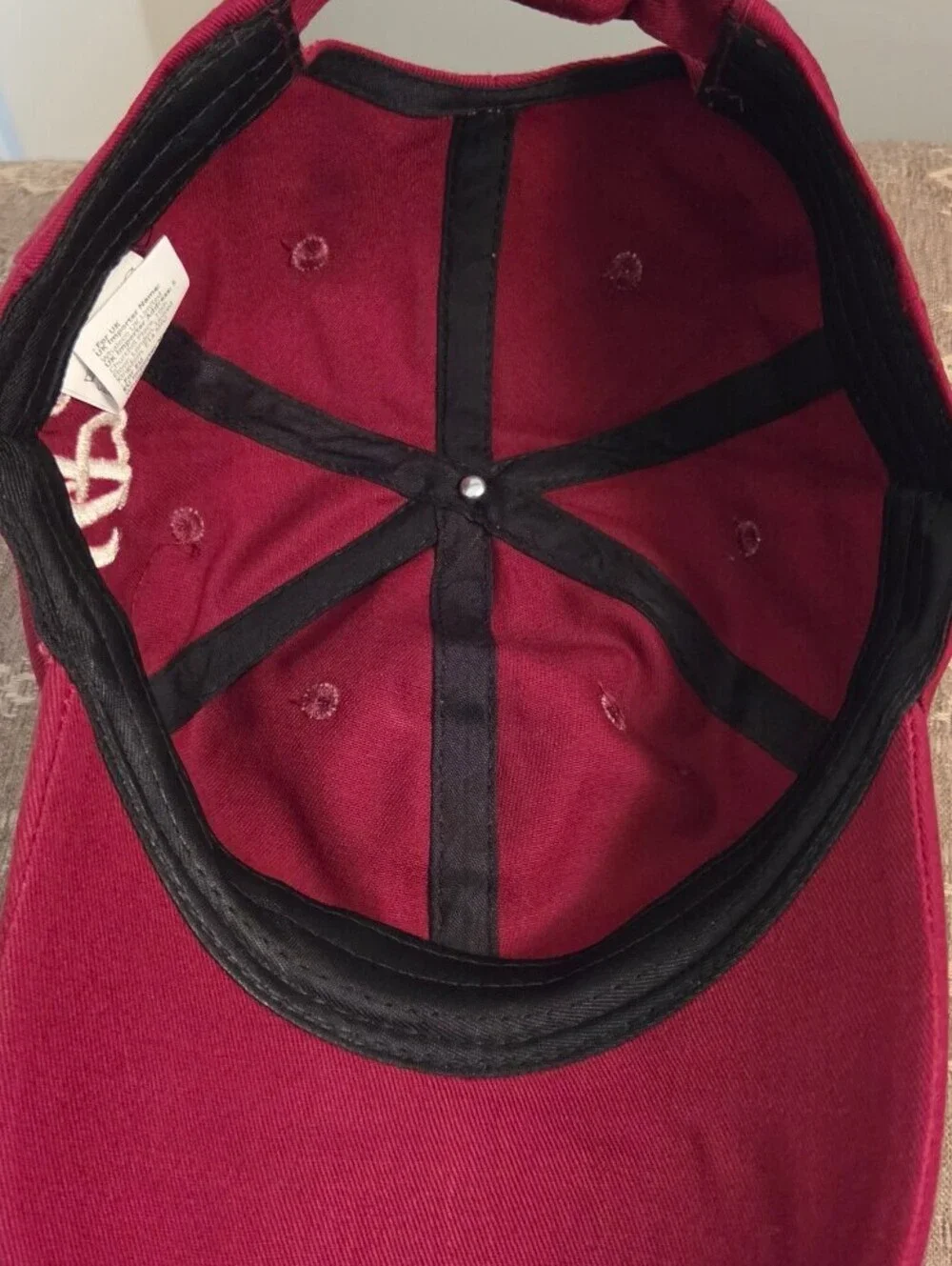 Maroon Baseball Cap with 'Never Give Up' Embroidery